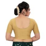 Round Neck Dobby Cotton Lycra Stretchable Elbow Sleeve Readymade Saree Blouse for Women Stylish (Free Size) - Image 3