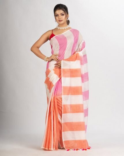 Striped Handloom Saree with Tassels