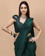 Women Embellished & Embroidered Lycra Saree with Blouse Piece - Image 3