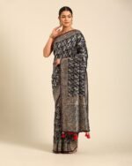 Women Woven Saree with Tassels - Image 4