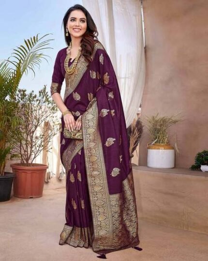 Women Floral Woven Saree with Tassels